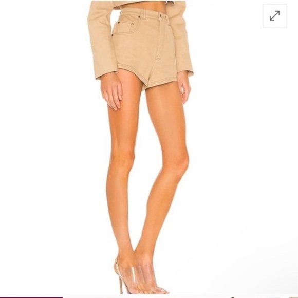 h:ours Tan High Waist Shorts - Picture 2 of 6